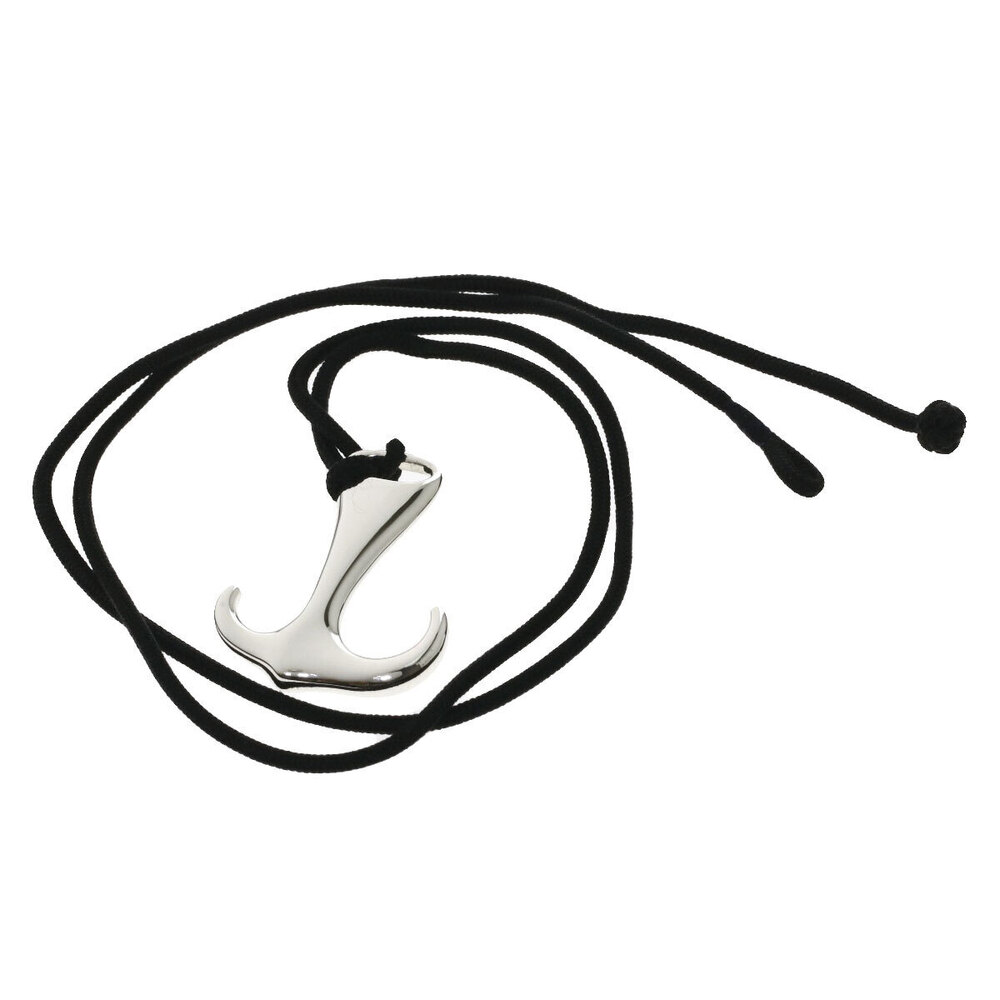 Tiffany Co Anchor Pendant Black Cord Silver - Picture 4 of 5
